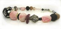 Image 1 of ONE OFF Rhodocrosite and Ruby with Silvered Lava Necklace