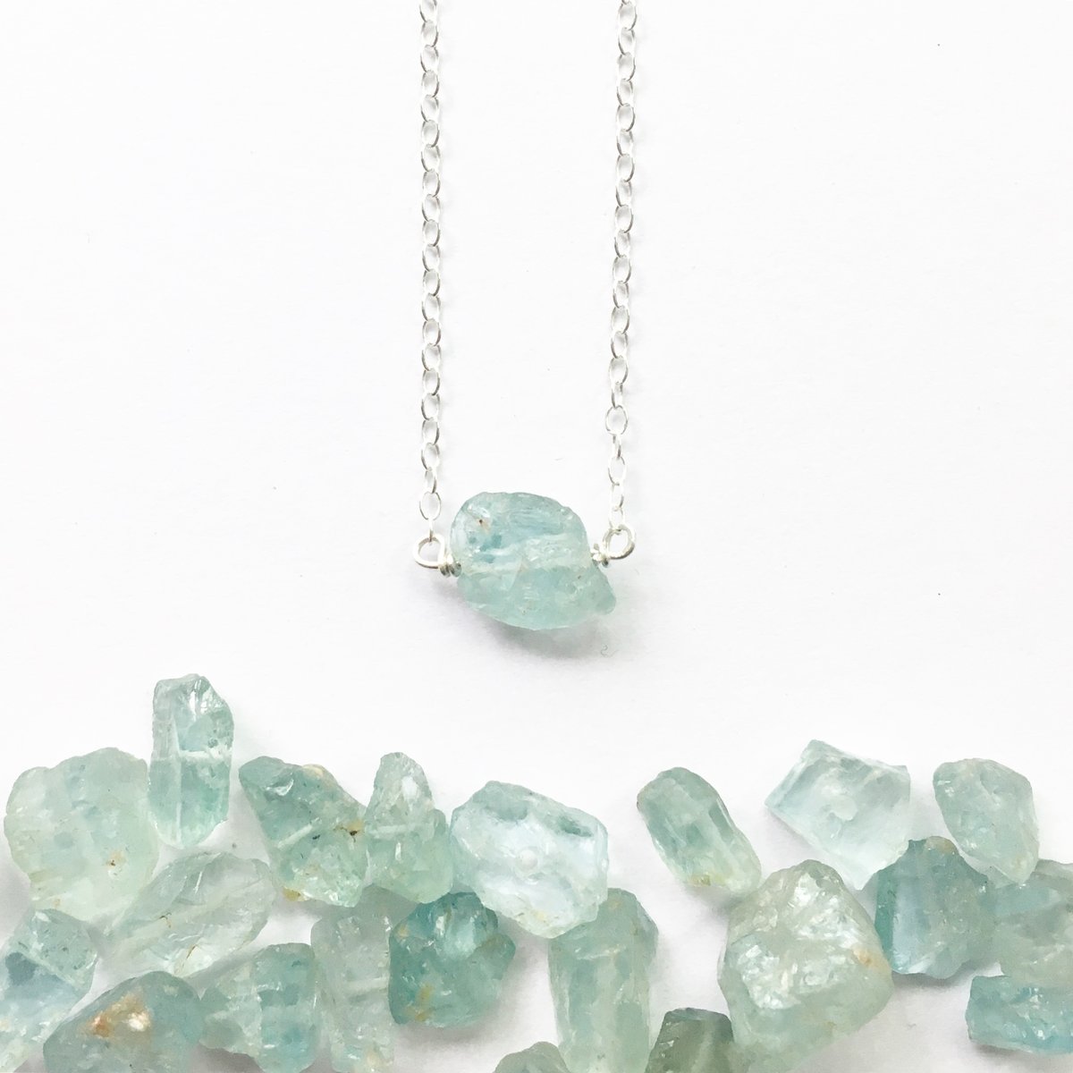 Aquamarine Nugget Necklace - on Sterling Silver | The Midnight Deer