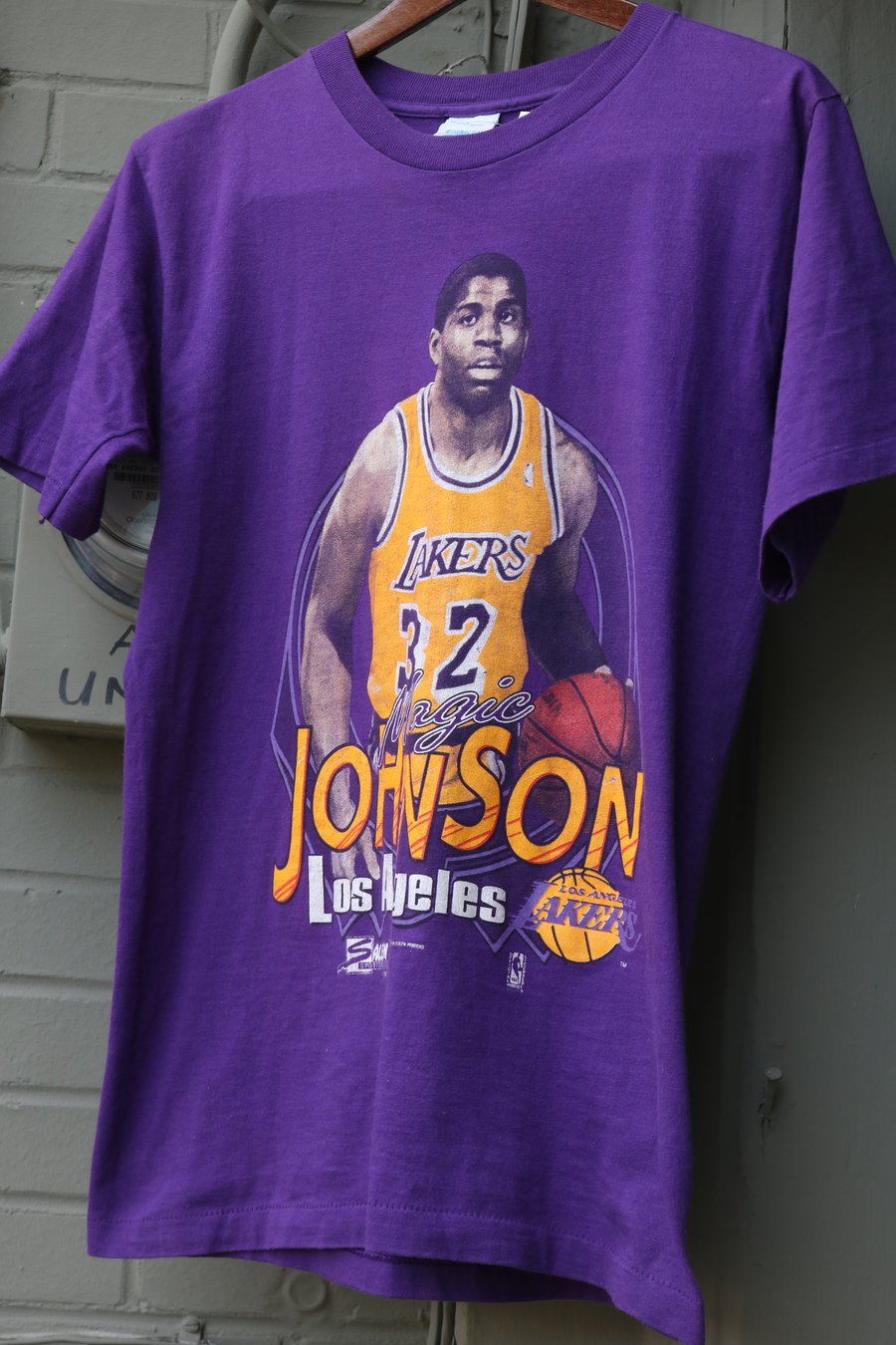 Image of Rare 1990 Vintage Salem Sportswear "MAGIC JOHNSON- Los Angeles Lakers" Specialty T-shirt Sz: MEDIUM