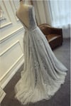 Grey Prom Dresses 2018, Elegant Party Dresses, Lace Prom Dresses 2018
