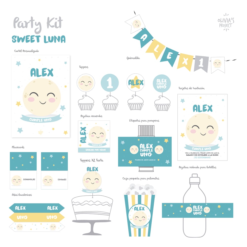 Image of Party Kit Sweet Luna Impreso