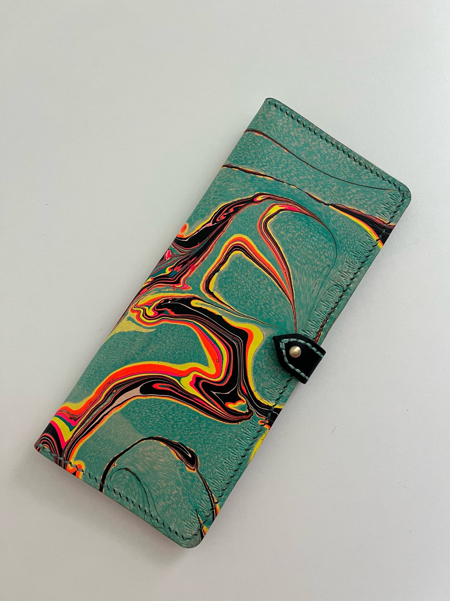 Image of Turquoise/Black Marbled Long Wallet