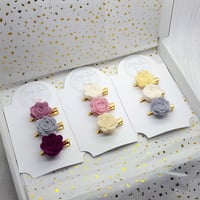 Image 3 of CHOOSE YOUR COLOUR - 3 Small Felt Rose Headbands or Clips - Choice of 52 Colours 