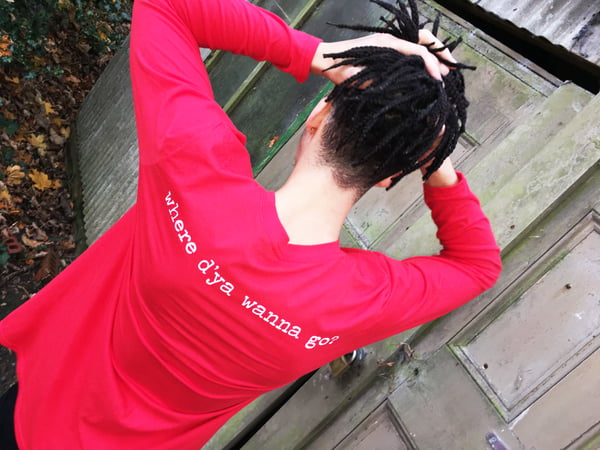 Image of 'Where d'ya wanna go' Long Sleeve Tee RED was £17.99 now £9.99