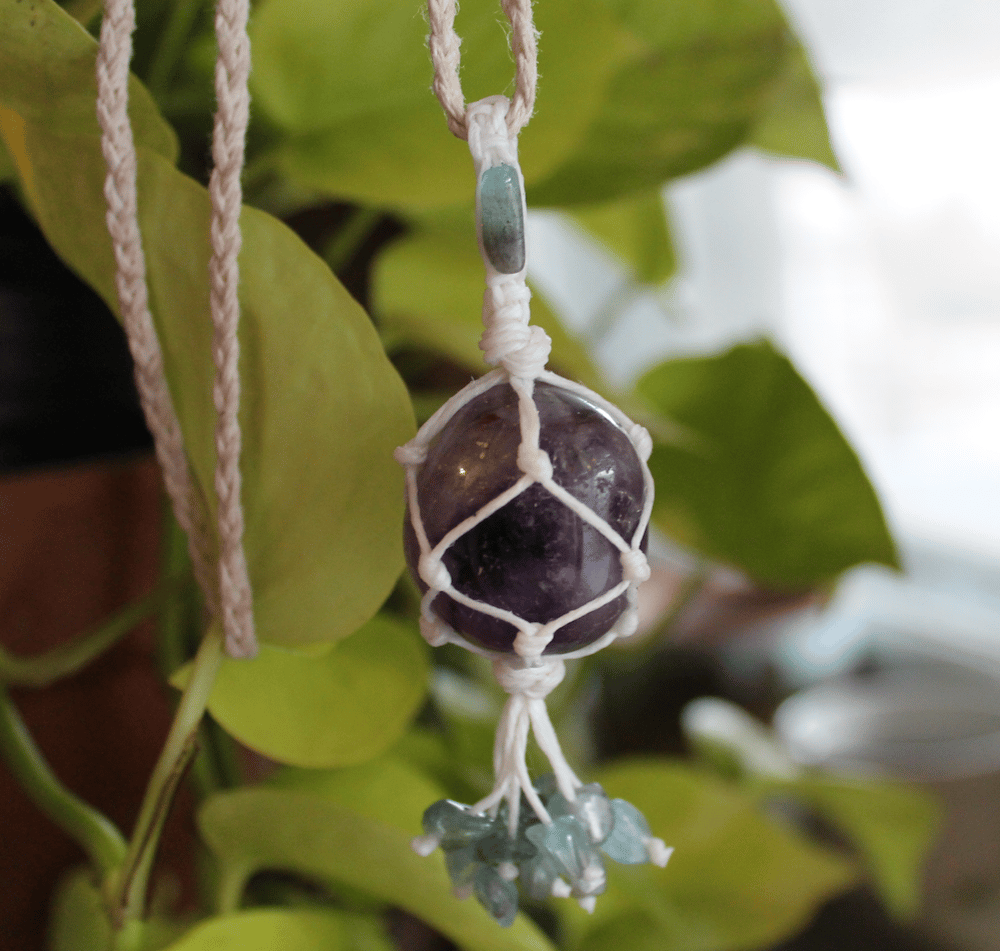 Image of Amethyst & Blue Apatite Hemp Necklace