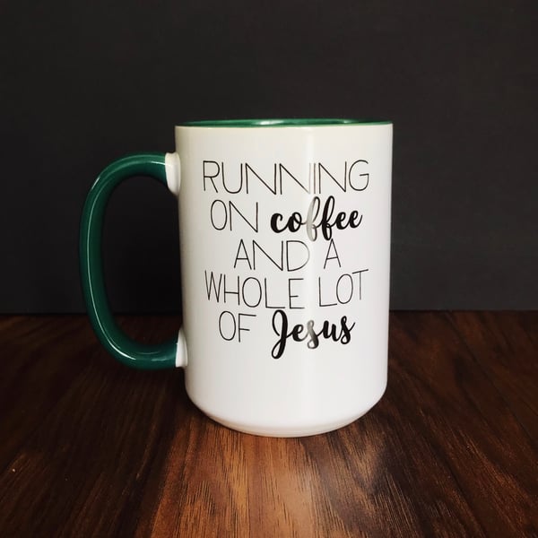 Image of Running on Coffee & Jesus Mega Mug