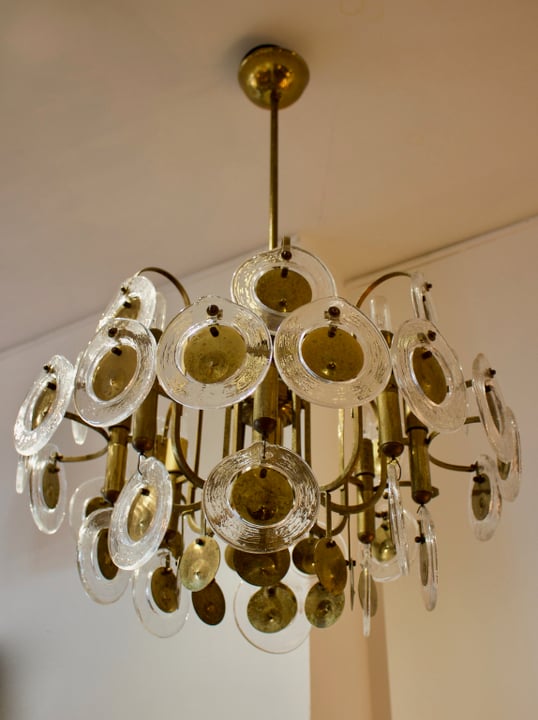 Image of Italian Chandelier with Art Glass Rings