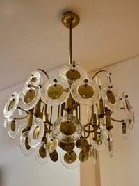 Image 1 of Italian Chandelier with Art Glass Rings