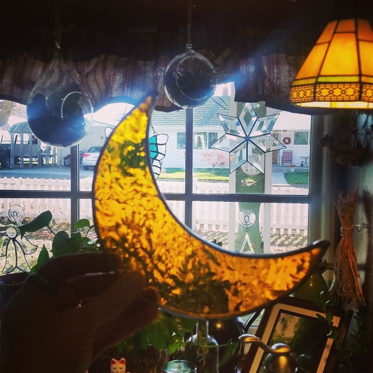 Image of *Large Cresent Moon-stained glass