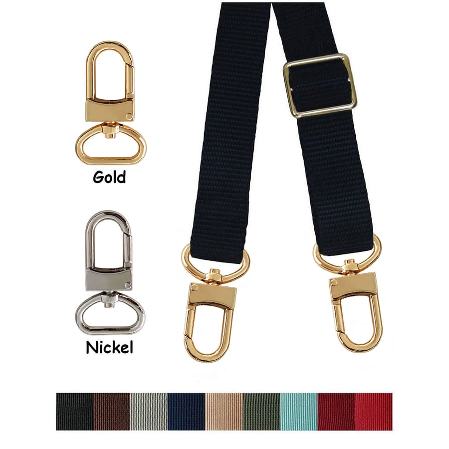 Classic NICKEL Chain Bag Strap with Leather Weaved Through - Choice of  Leather, Length & Hooks