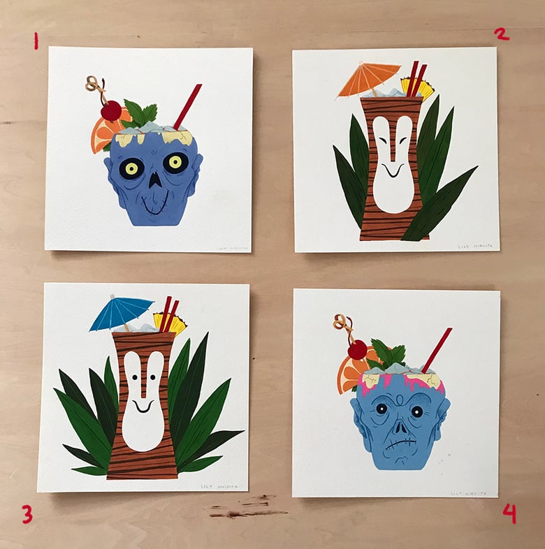 Image of Tiki Drinks - Original Gouache Paintings