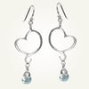 Aphrodite Mini Heart Earrings with Sky Blue Topaz, Sterling Silver