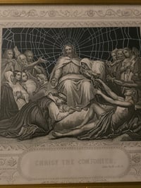 Image 2 of "Christ comforter” 1800s Bible page with preserved web