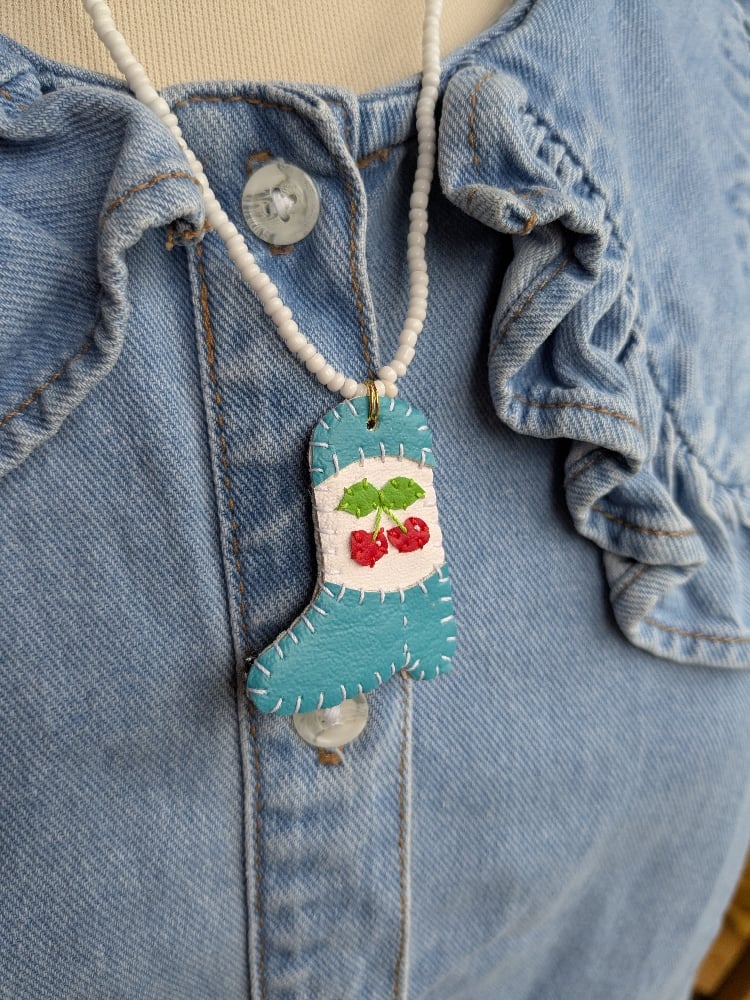 Image of Cherry Cowboy Boot Necklace