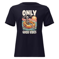 Image 1 of Women's Relaxed T-Shirt, Good Vibes Skeleton Humor Tee