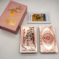 Image 1 of Gold Foil Tarot Plastic Cards Rose Pink Oracle Waterproof Card Deck Mysterious Board Game Divination