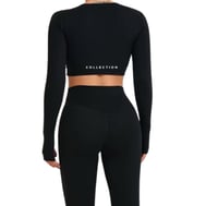 Image 2 of Sculpt Twist V Long Sleeve Crop - Black 