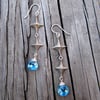 Canis Minor Earrings with Swiss Blue Topaz, Sterling Silver