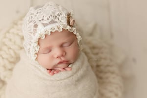 Image of Newborn Embroidered Lace Bonnet
