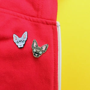 Image of Black & white Mystical Sphynx pins, set of TWO