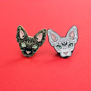 Image of Black & white Mystical Sphynx pins, set of TWO