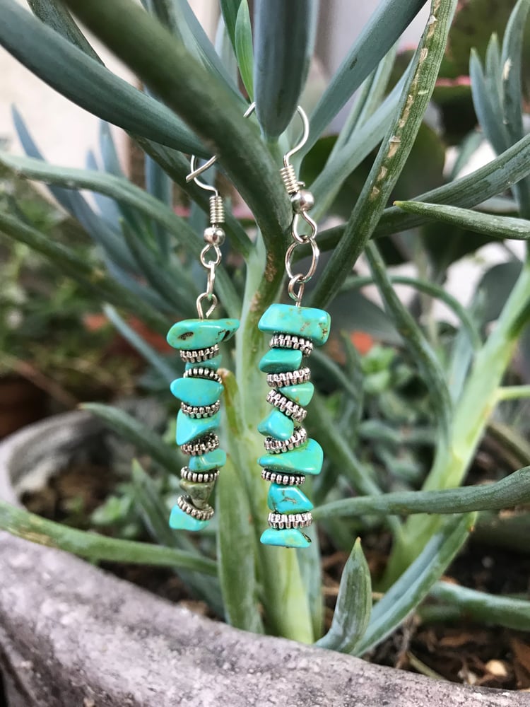 Image of Turquoise & Silver Dangle Earrings