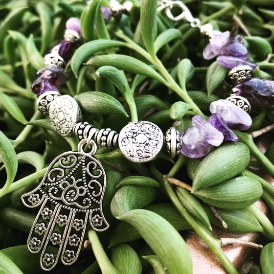 Image of Amethyst & Silver Crown Chakra Bracelet
