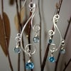 Greek Isle Earrings with Blue Topaz, Sterling Silver