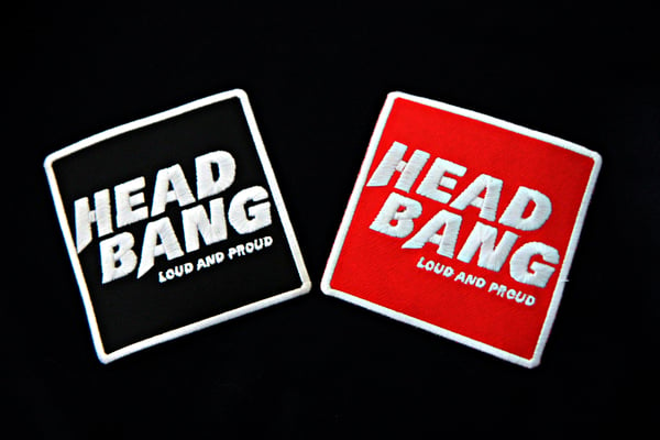 Image of Patch brodé thermocollant "Headbang Loud and Proud" (Rouge ou Noir)