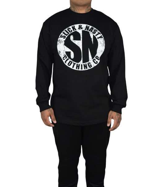 Image of Slick & Nasty Distress Logo Long Sleeve Tee