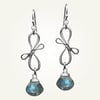 Victorian Ribbon Mini Earrings with Labradorite, Sterling Silver