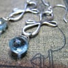 Victorian Ribbon Mini Earrings with Sky Blue Topaz, Sterling Silver