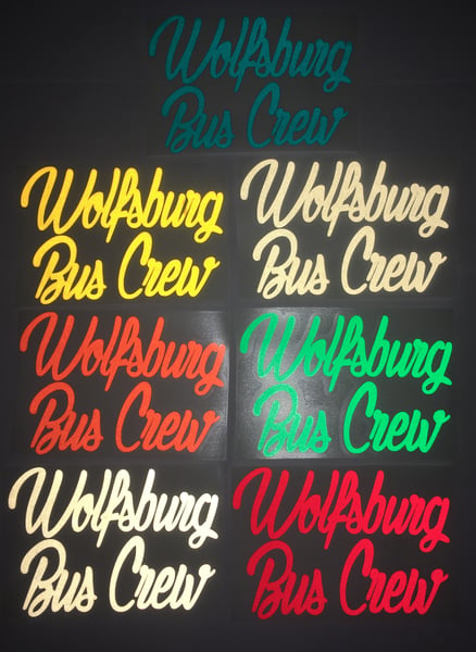 Image of Wolfsburg Bus Crew Reflective Large Logo or Large Windscreen Script Sticker