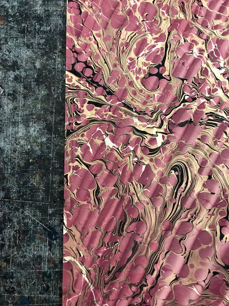 Image of Marbled Paper #7 'DOUBLE MARBLED' Spanish Ripple' in Plum