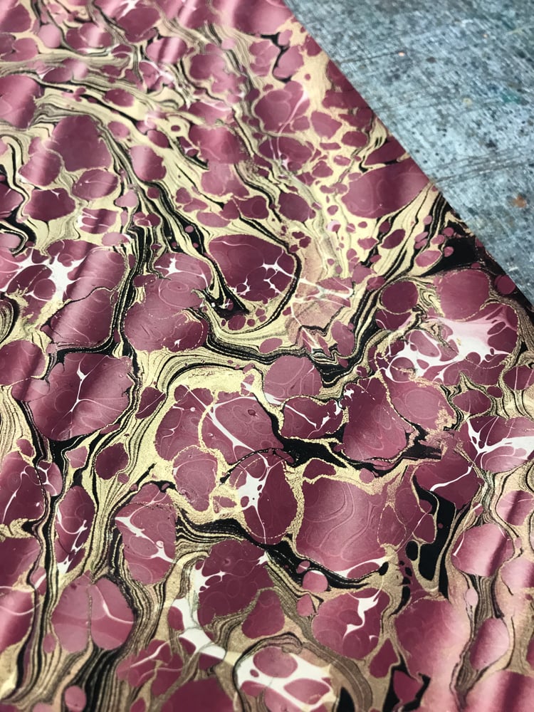 Image of Marbled Paper #7 'DOUBLE MARBLED' Spanish Ripple' in Plum
