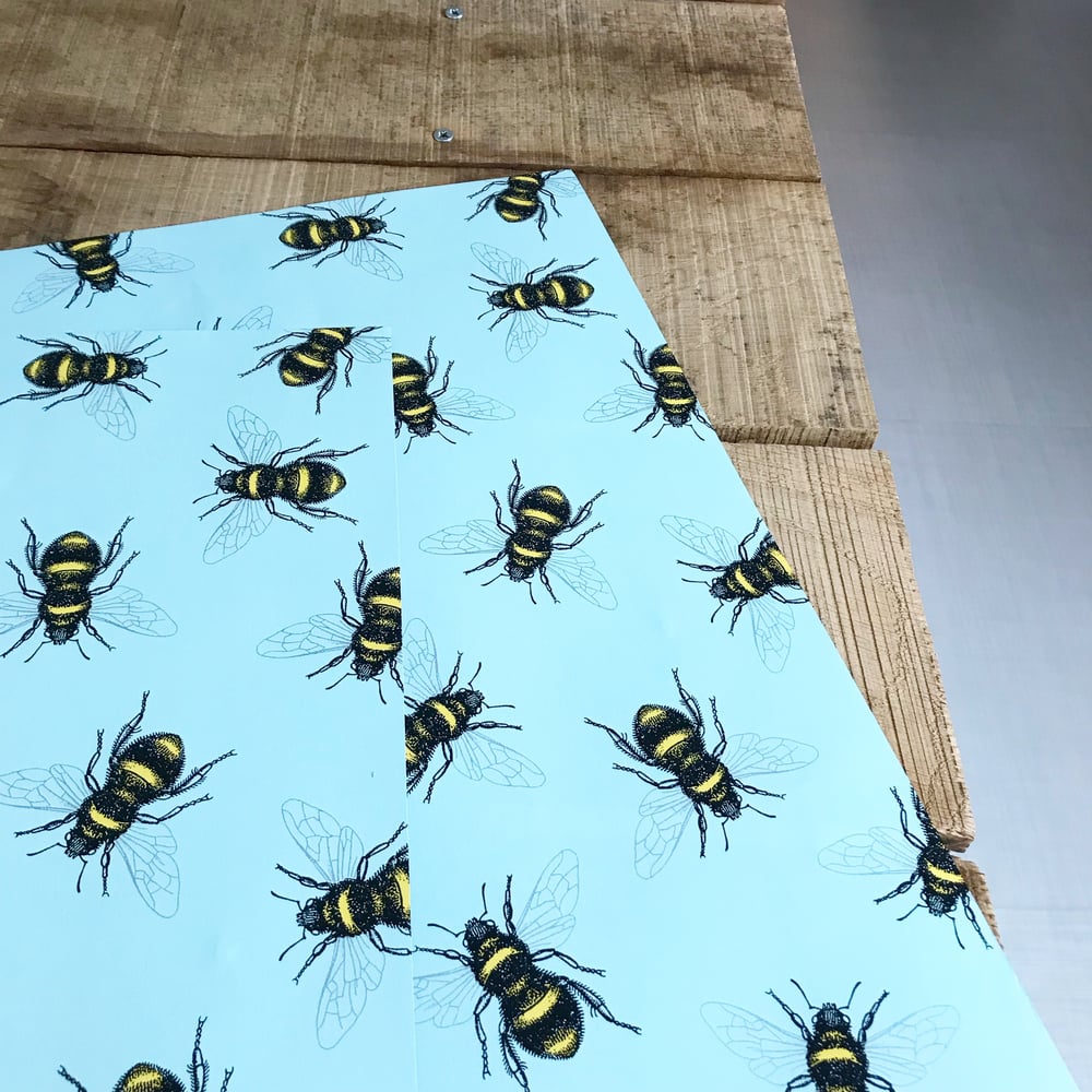 Image of Bee Wrapping Paper in Aqua