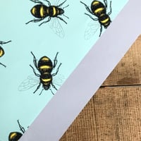 Image 2 of Bees Gift Wrapping Paper in Aqua