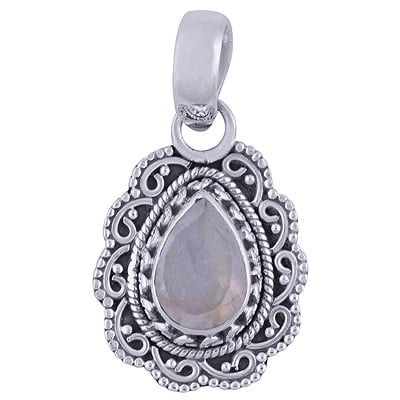 Image of Flora Sterling Silver Rainbow Moonstone Necklace