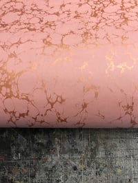 Image 1 of Marbled Paper #69 'Metallic Copper vein on blush-rose' base paper