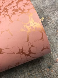 Image 3 of Marbled Paper #69 'Metallic Copper vein on blush-rose' base paper