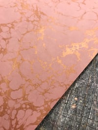 Image 4 of Marbled Paper #69 'Metallic Copper vein on blush-rose' base paper