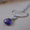 Aphrodite Mini Heart Necklace with Amethyst, Sterling Silver