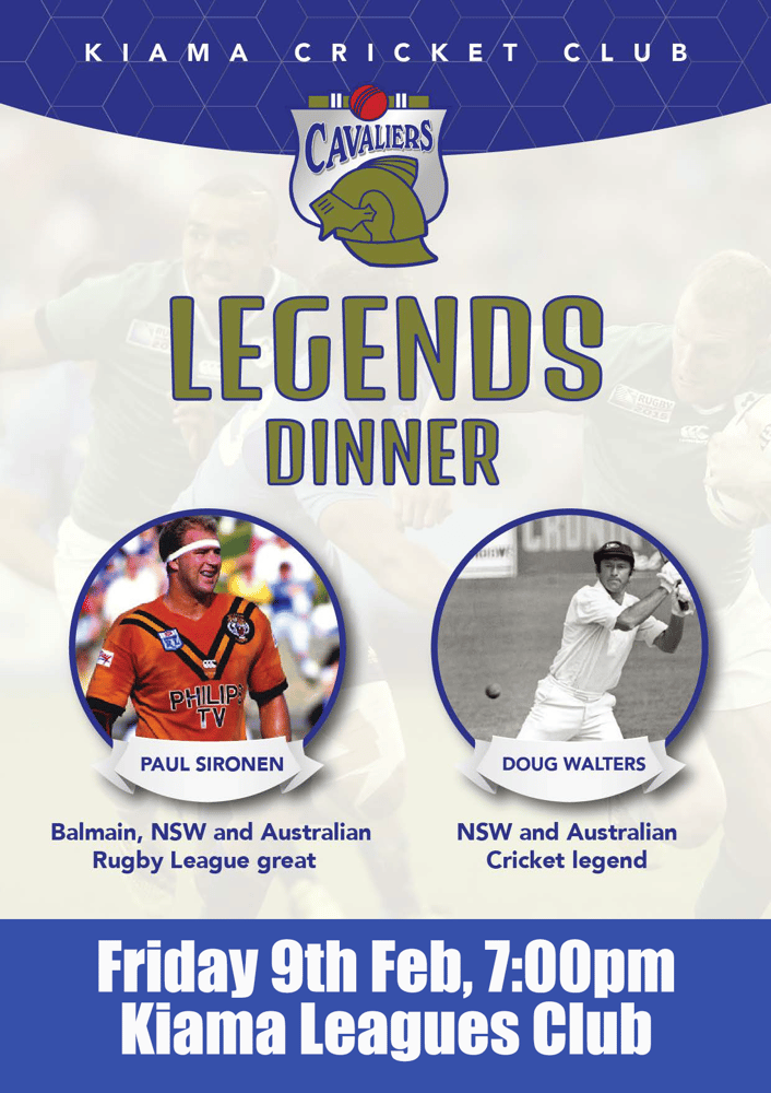 Image of Kiama Cricket Club Legends Dinner - 9th February 2018