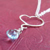 Aphrodite Mini Heart Necklace with Sky Blue Topaz, Sterling Silver