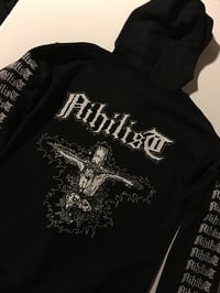 Image 5 of Nihilist " Radiation Sickness " Hooded Sweatshirt with logo Sleeve prints