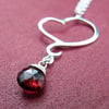 Aphrodite Mini Heart Necklace with Garnet, Sterling Silver
