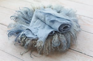 Image of Round Curly Felted Blanket - Organic Steel Blue, 