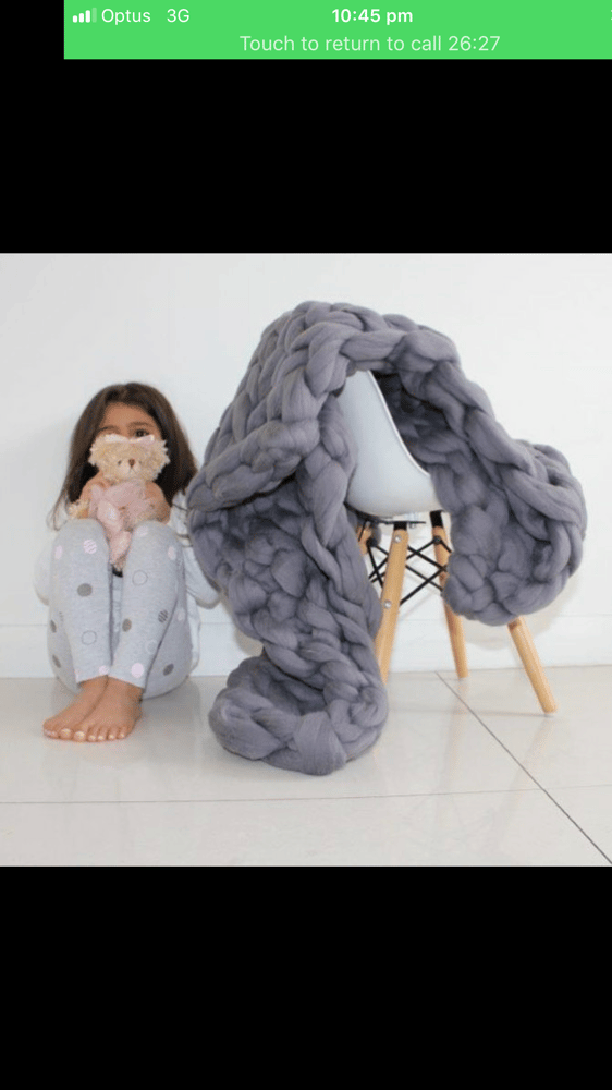 Image of MERINO WOOL CHUNKY KNIT MINI BLANKET CHARCOL