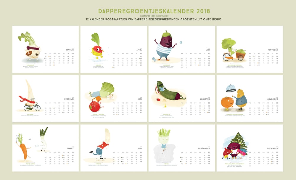 Image of Brave veggies postcard calendar of 2018 - Now on Sale!