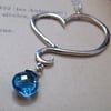 Aphrodite Heart Necklace with Swiss Blue Topaz, Sterling Silver